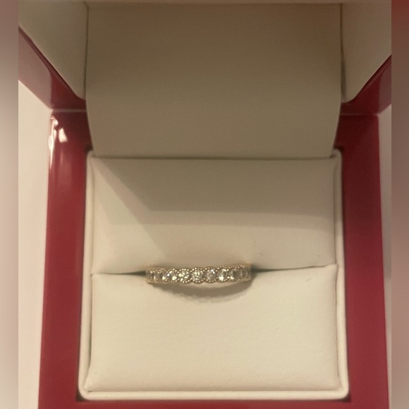 14k yellow gold half bezel diamond ring - Picture 3 of 13